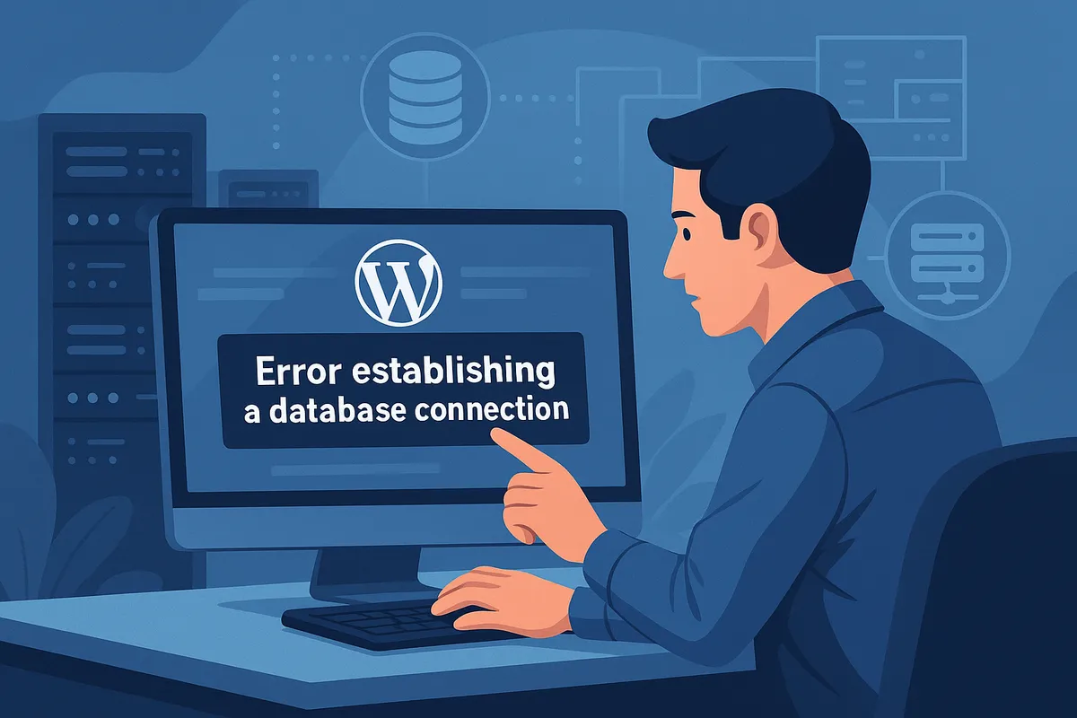 Illustration representing WordPress database recovery steps